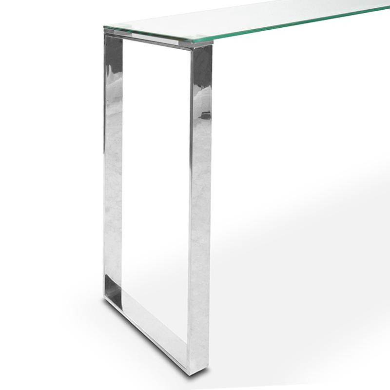 Fumio Glass Console Table - Stainless Steel - Console