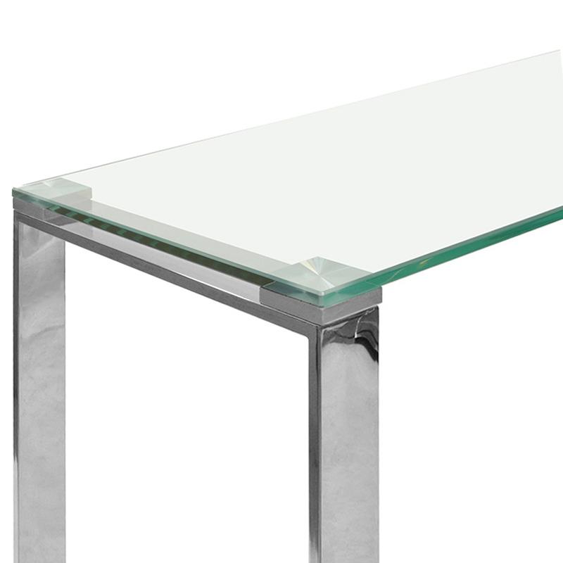Fumio Glass Console Table - Stainless Steel - Console