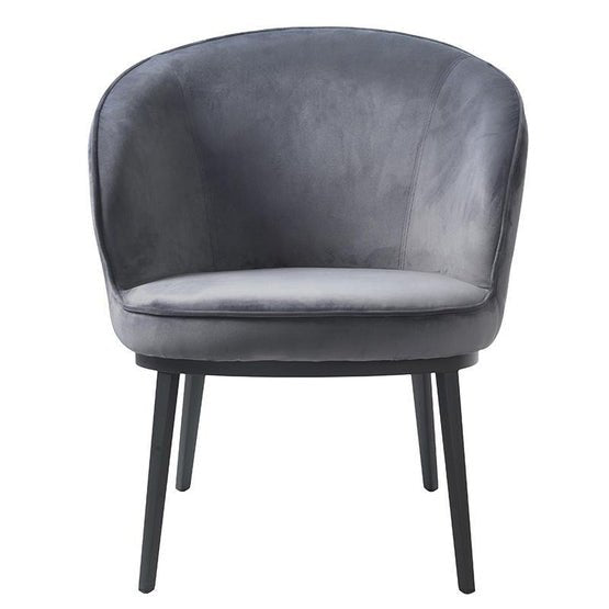 Giovanni Velvet Lounge Chair - Steel Grey - Armchairs
