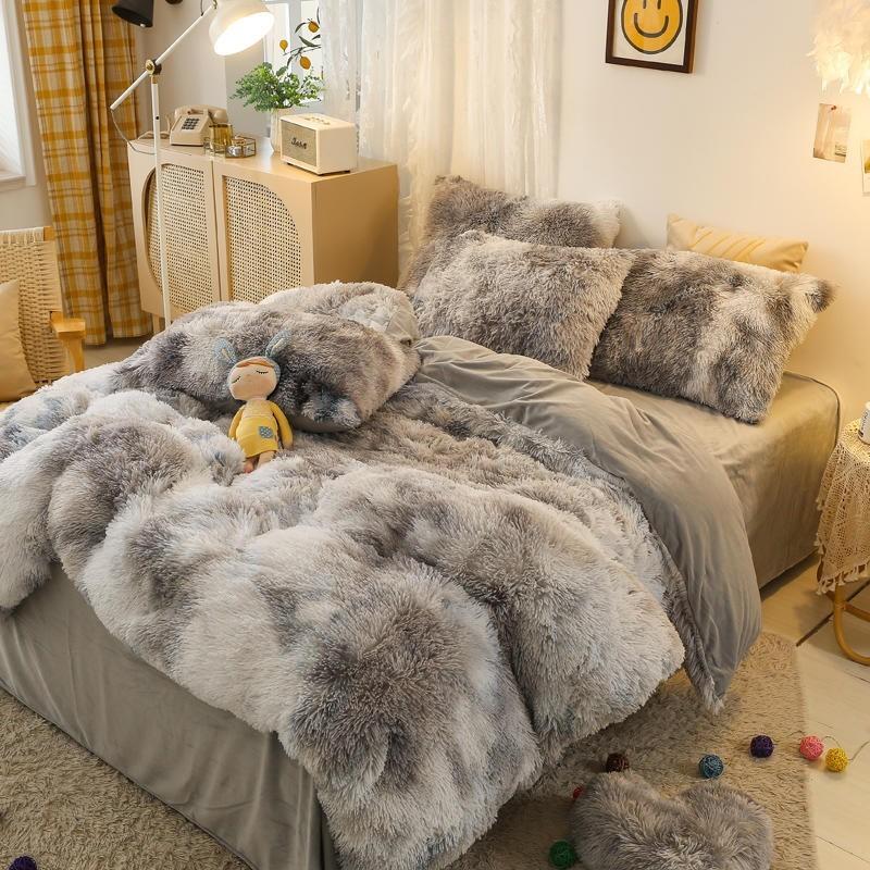Gradient Grey/White Luxury Plush Duvet Cover Set - Duvet Covers