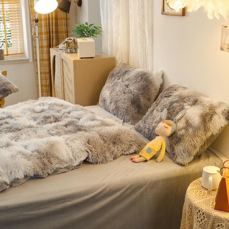 Gradient Grey/White Luxury Plush Duvet Cover Set - Duvet Covers
