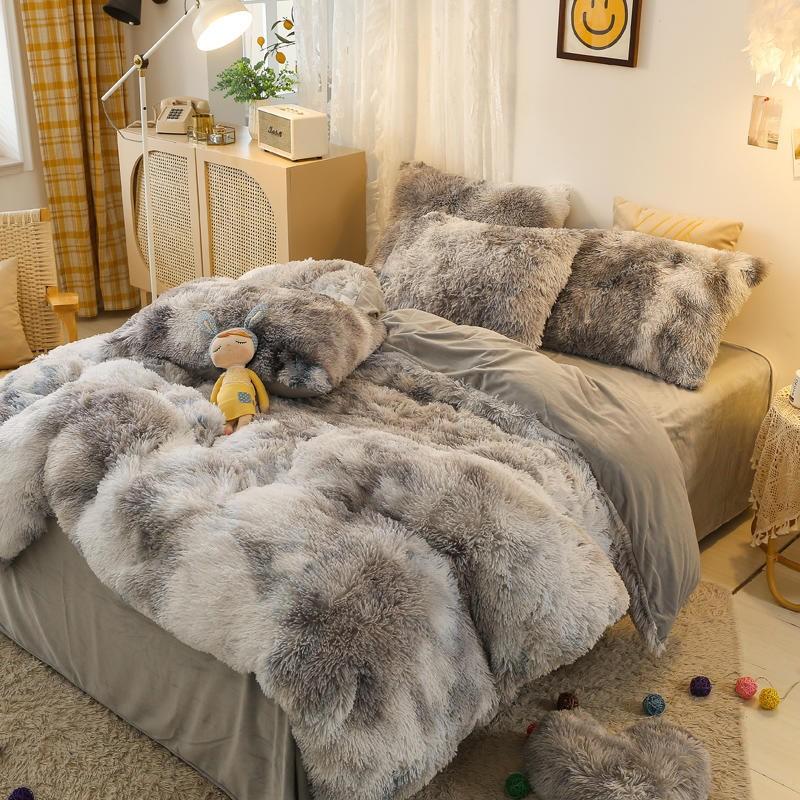 Gradient Grey/White Luxury Plush Duvet Cover Set - Duvet Covers