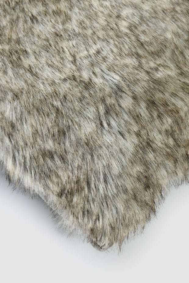Grey Faux Fur Pillow Cover - Pillow Covers