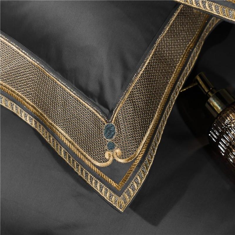 Grigio Premium Embroidered Duvet Cover Set (Egyptian Cotton, 1000 TC) - Duvet Covers