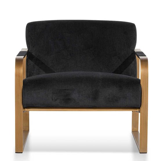 Hazel Black Velvet Armchair - Antique Golden Frame - Armchairs