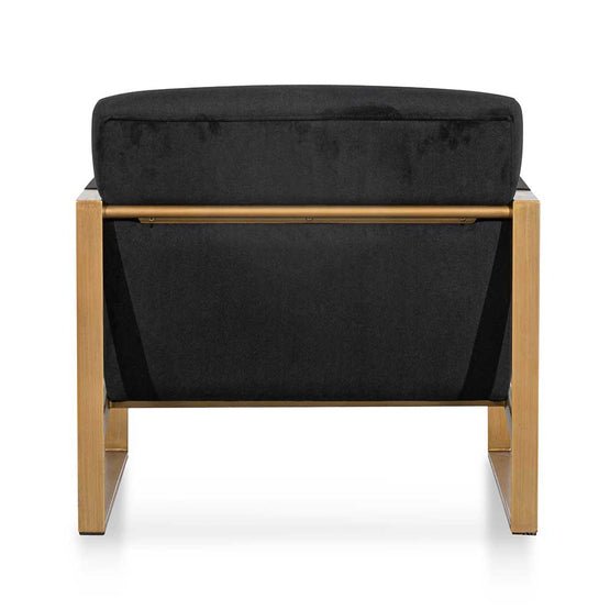 Hazel Black Velvet Armchair - Antique Golden Frame - Armchairs