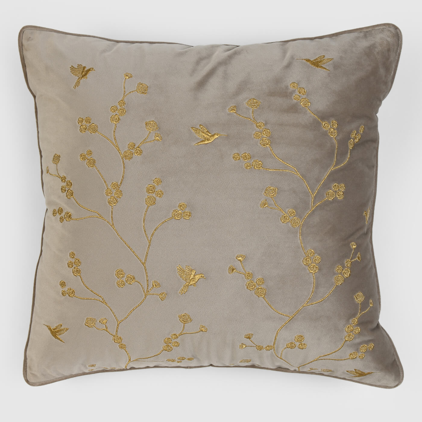 Healing Garden Velvet Pillow Cover , Beige - Pillow Covers