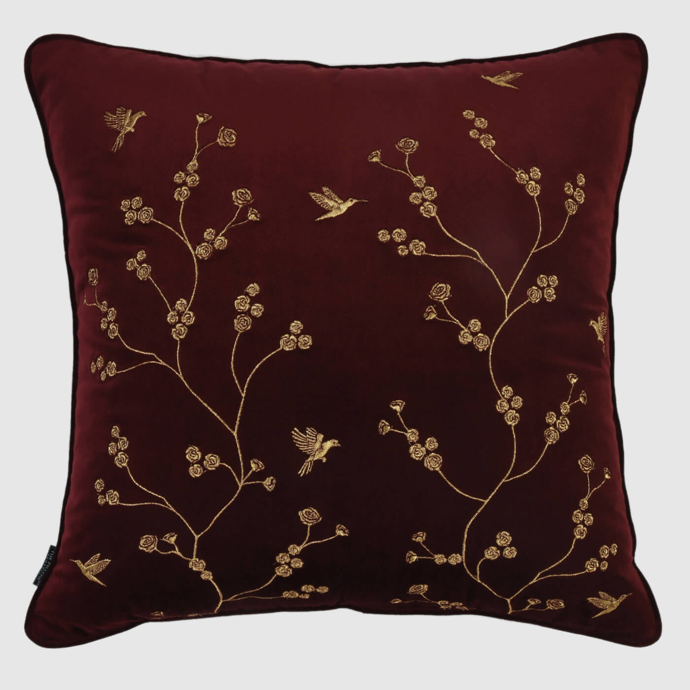 Healing Garden Velvet Pillow Cover , Claret - Pillow Covers