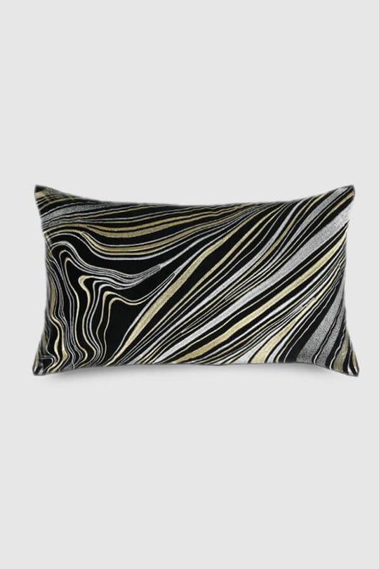 Heiress Oblong Embroidered Black Pillow Cover - Pillow Covers