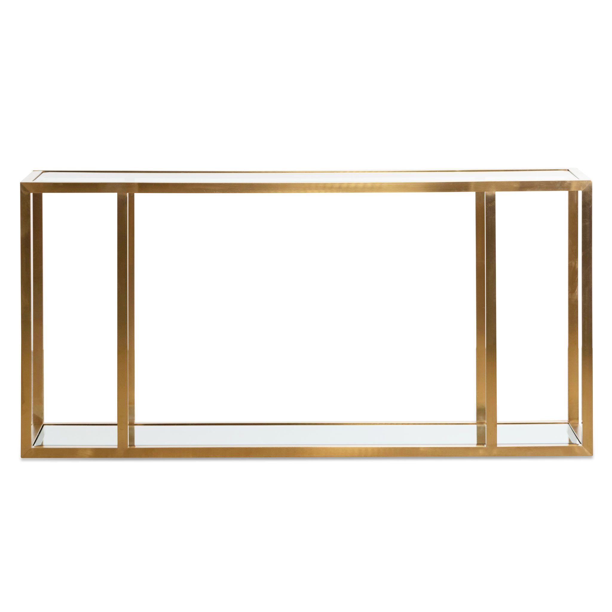 Hiroshi Glass Console Table - Brushed Gold - Console