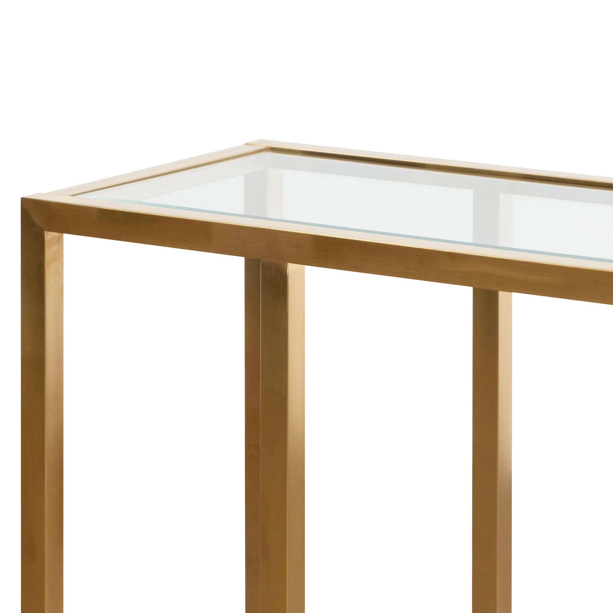 Hiroshi Glass Console Table - Brushed Gold - Console