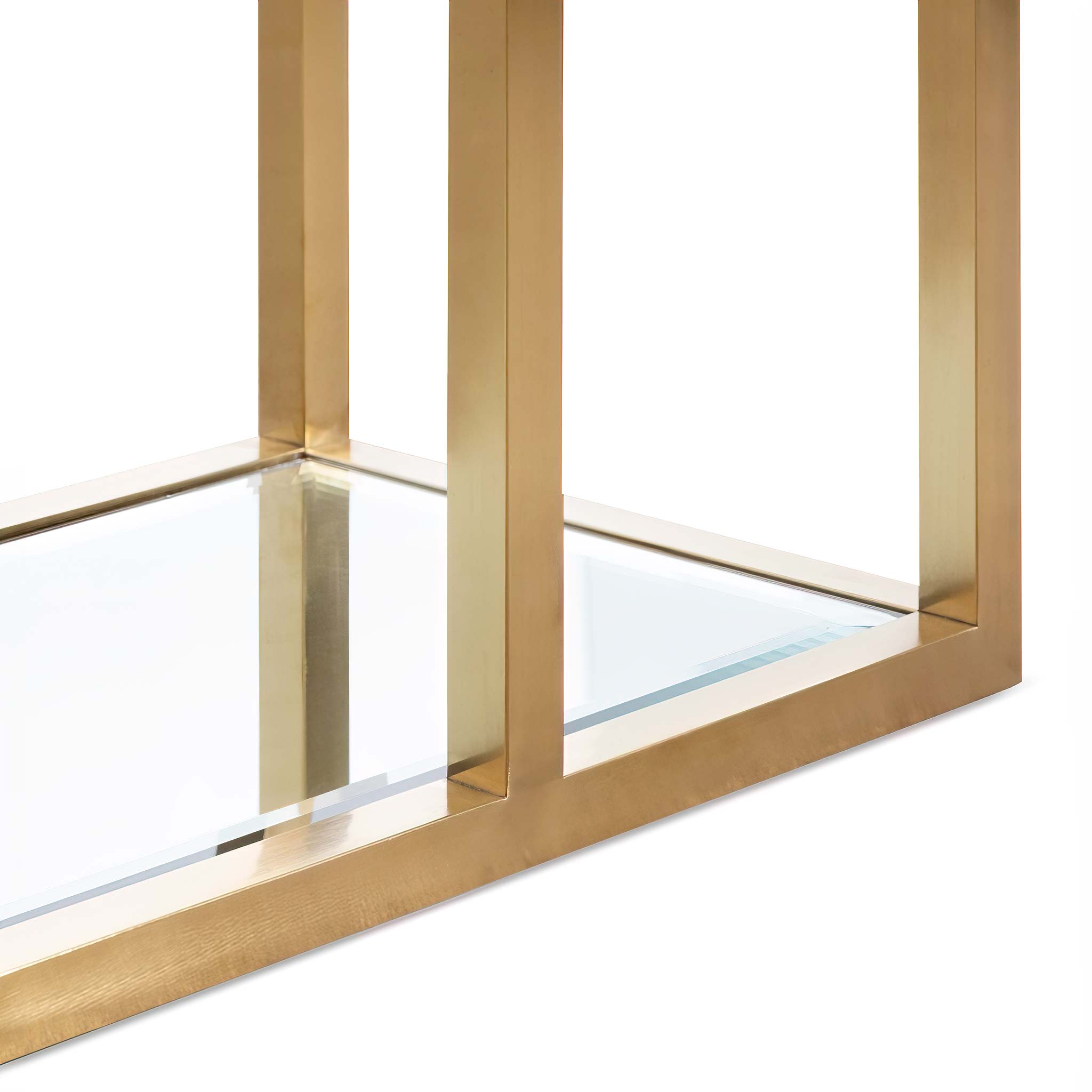 Hiroshi Glass Console Table - Brushed Gold - Console