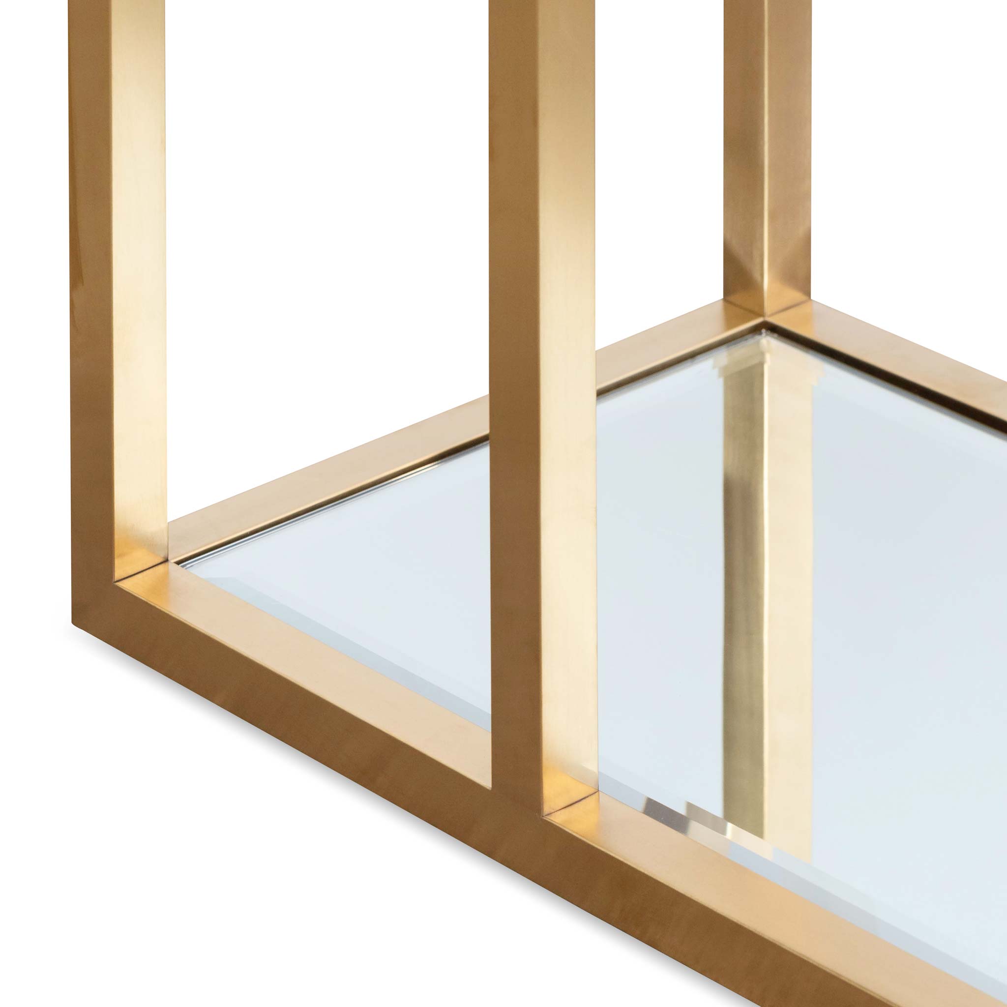Hiroshi Glass Console Table - Brushed Gold - Console