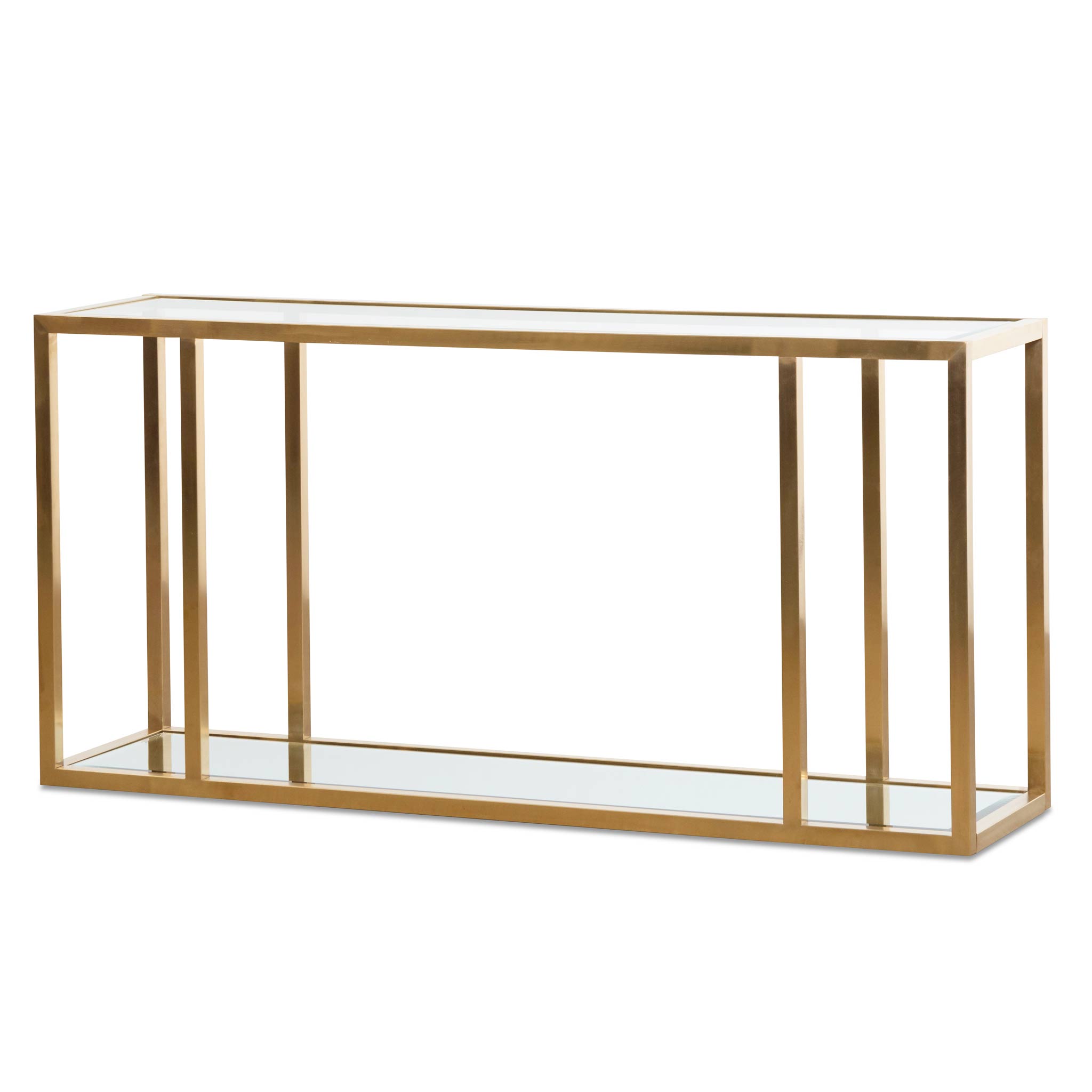 Hiroshi Glass Console Table - Brushed Gold - Console