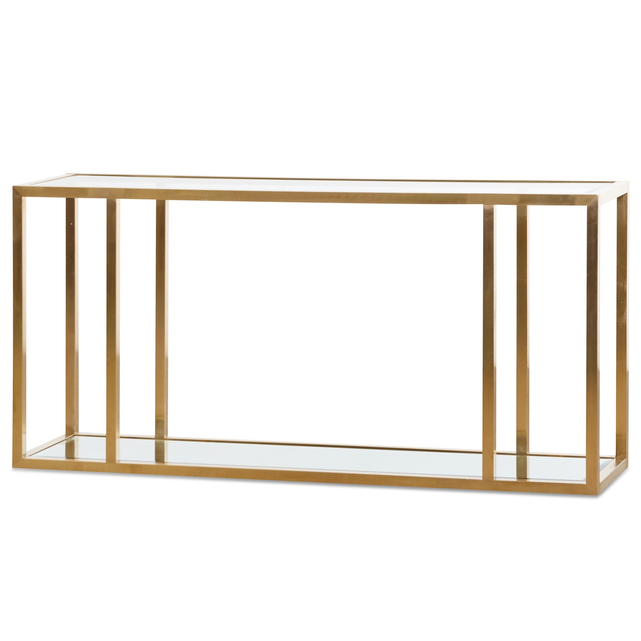Hiroshi Glass Console Table - Brushed Gold - Console