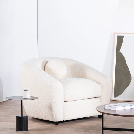 Hudson Armchair - Ivory White Boucle - Armchairs