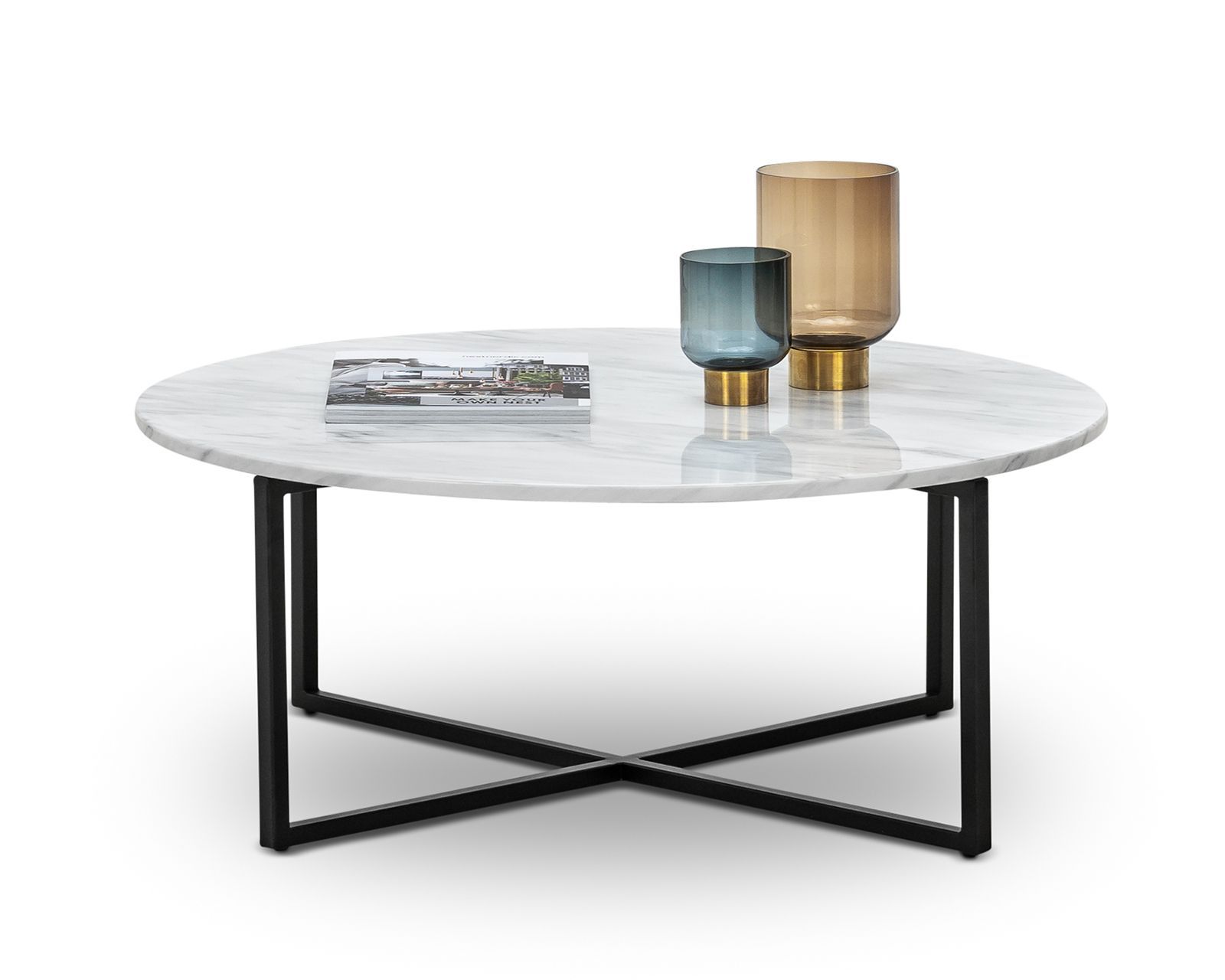 Hudson Round White Marble Coffee Table - Coffee Table