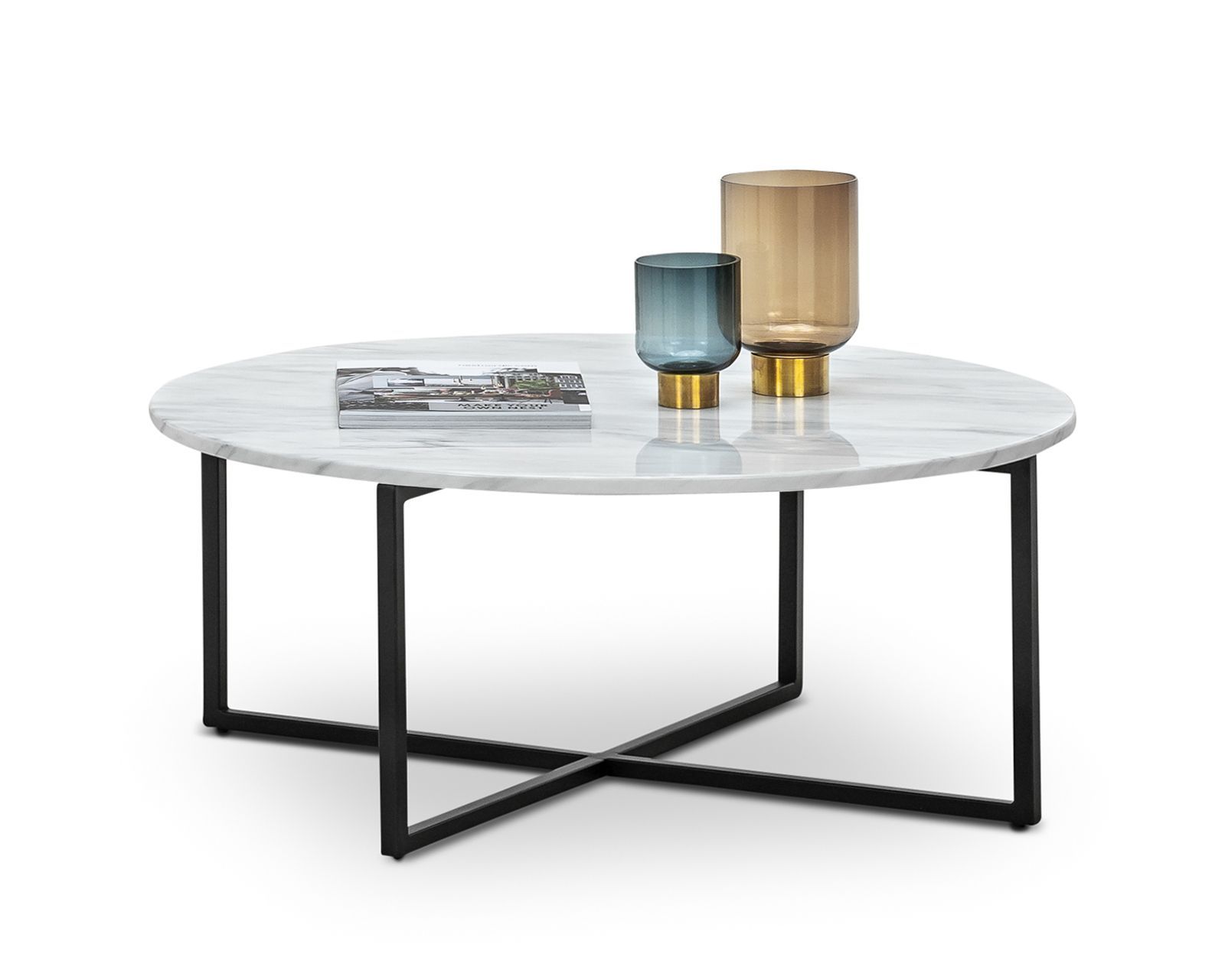 Hudson Round White Marble Coffee Table - Coffee Table