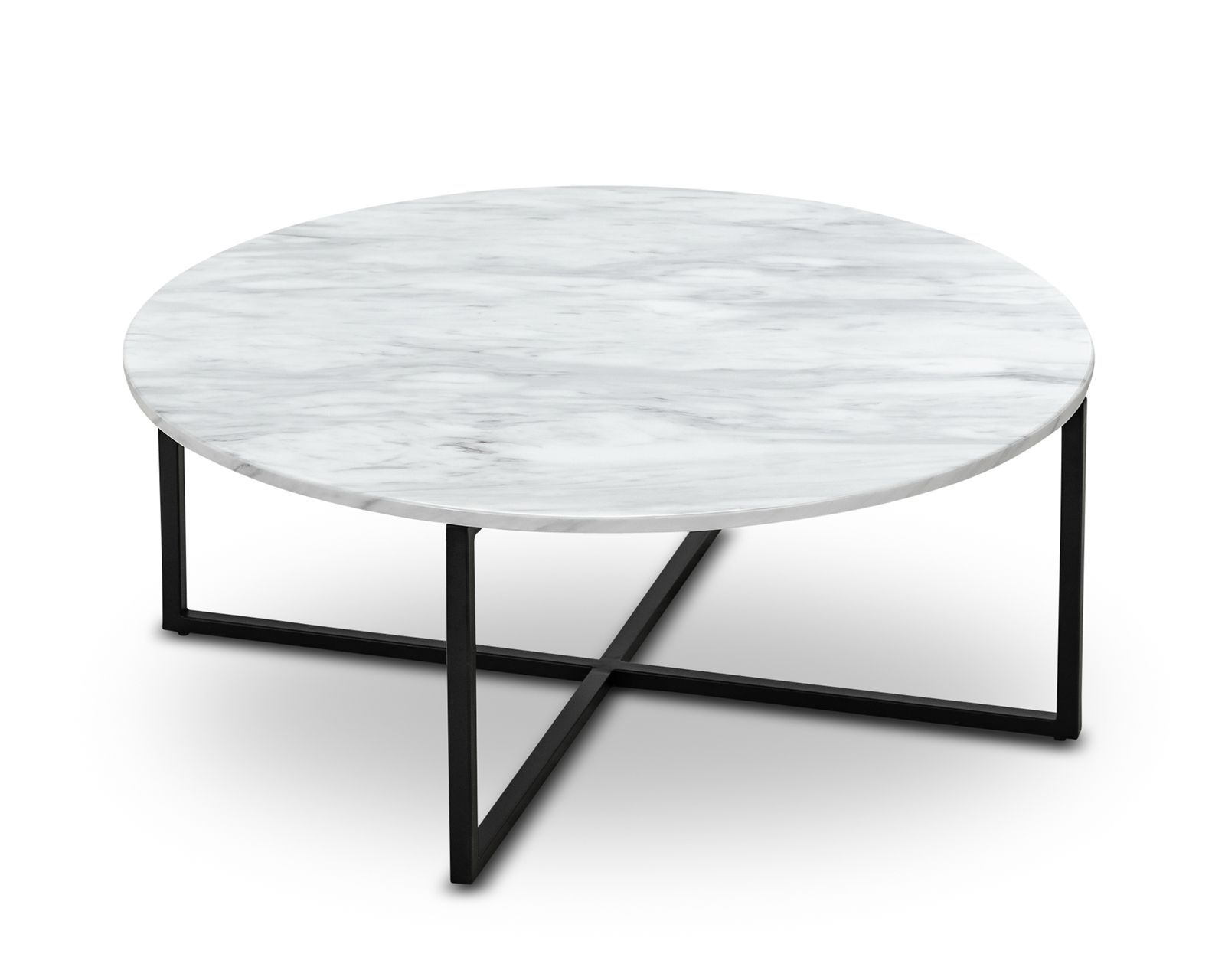 Hudson Round White Marble Coffee Table - Coffee Table