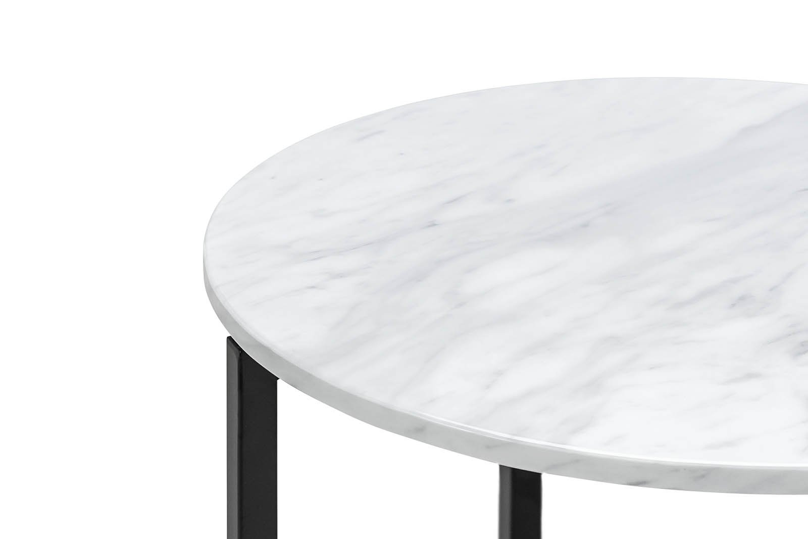 Hudson Round White Marble Side Table - Bedside Tables