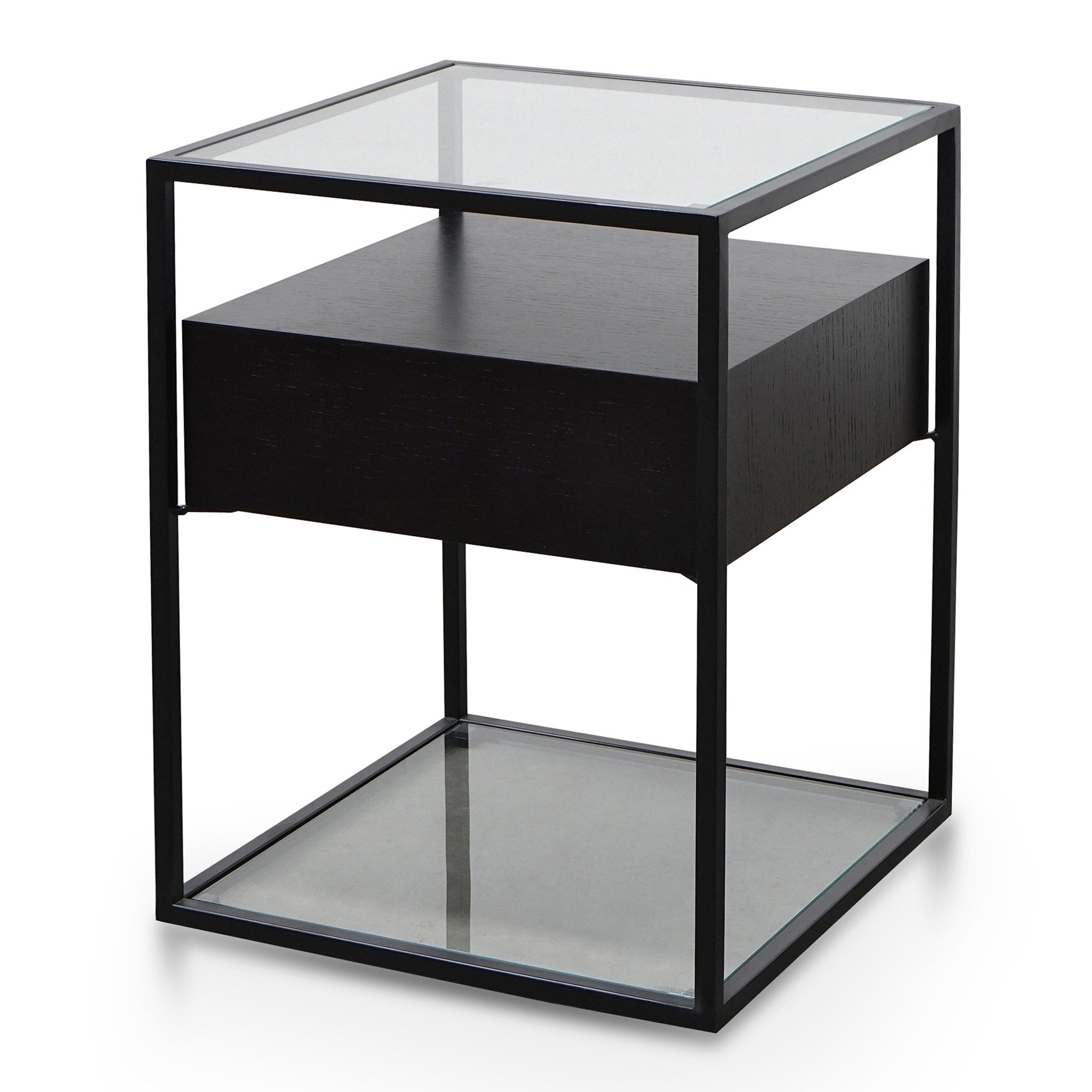 Iris Scandinavian Metal Frame Side Table - Full Black - Bedside Tables