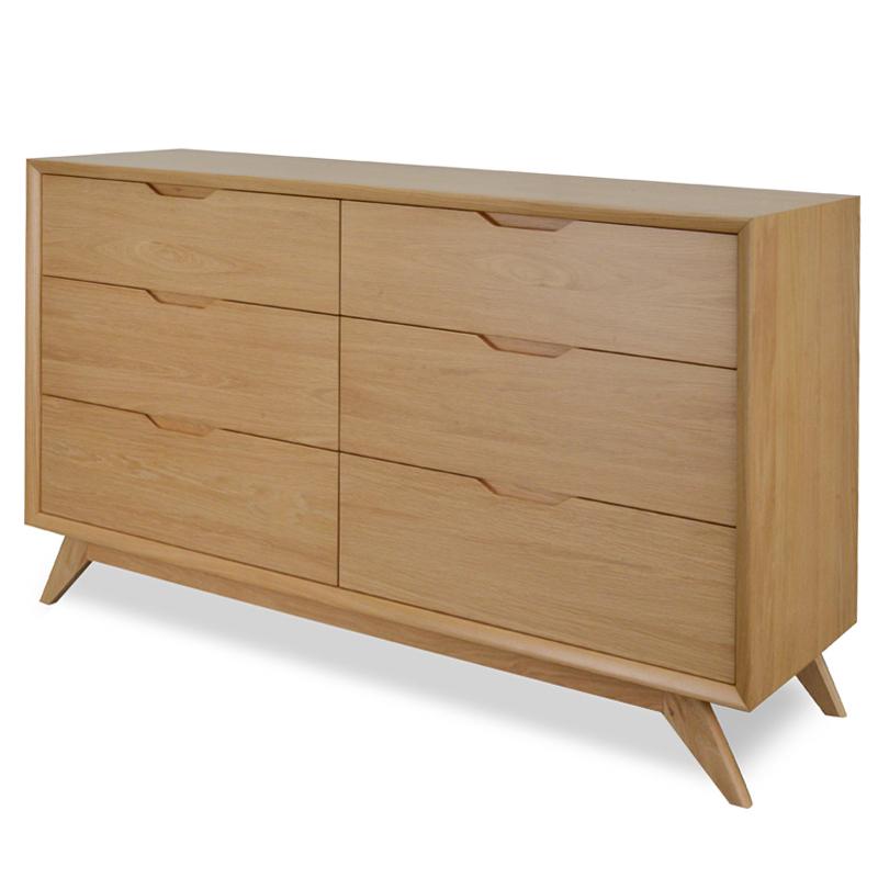 Isla 6 Drawer Wide Chest Wood Dressing - Natural - Dressers