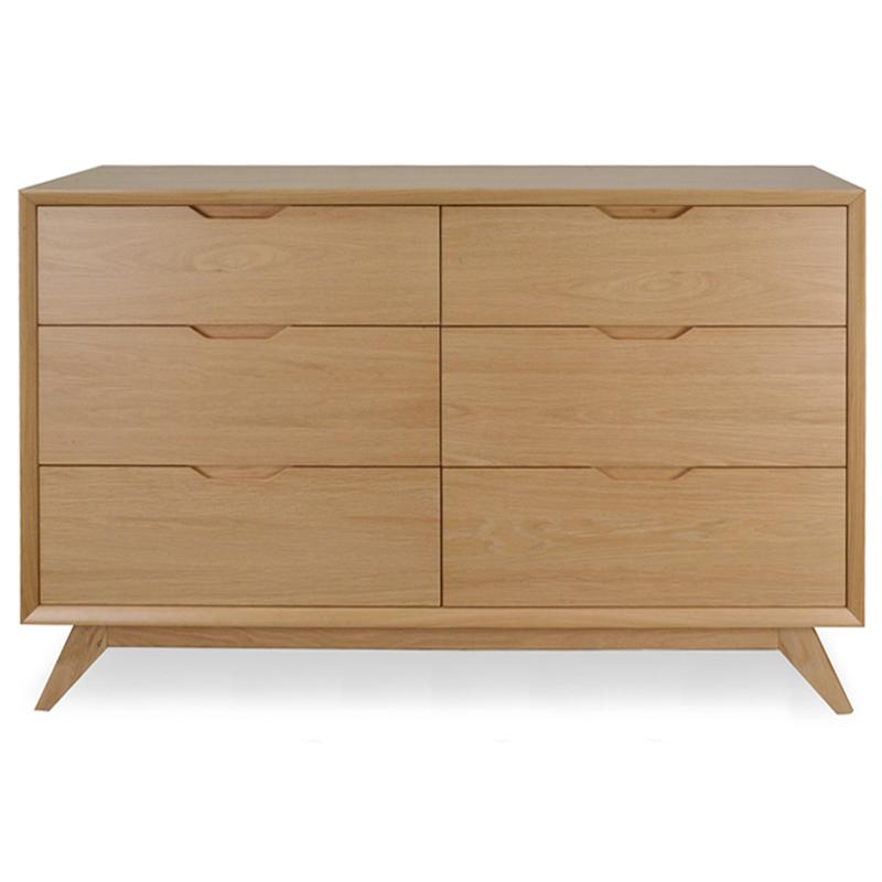 Isla 6 Drawer Wide Chest Wood Dressing - Natural - Dressers