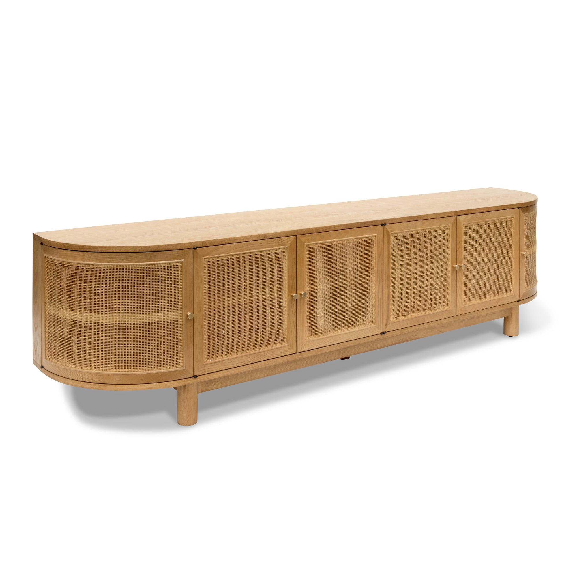 Isla Rattan Doors TV Stand - Natural Oak - TV Units