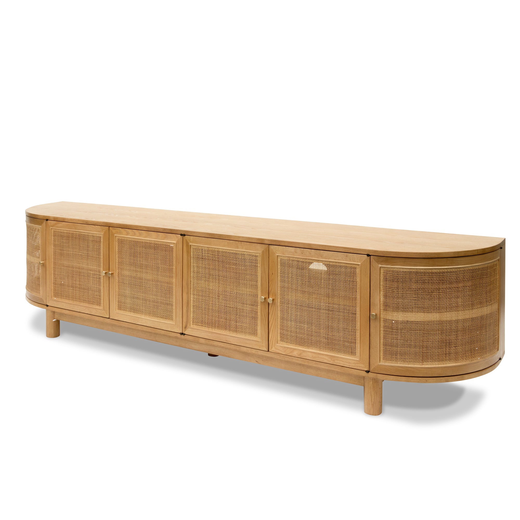 Isla Rattan Doors TV Stand - Natural Oak - TV Units