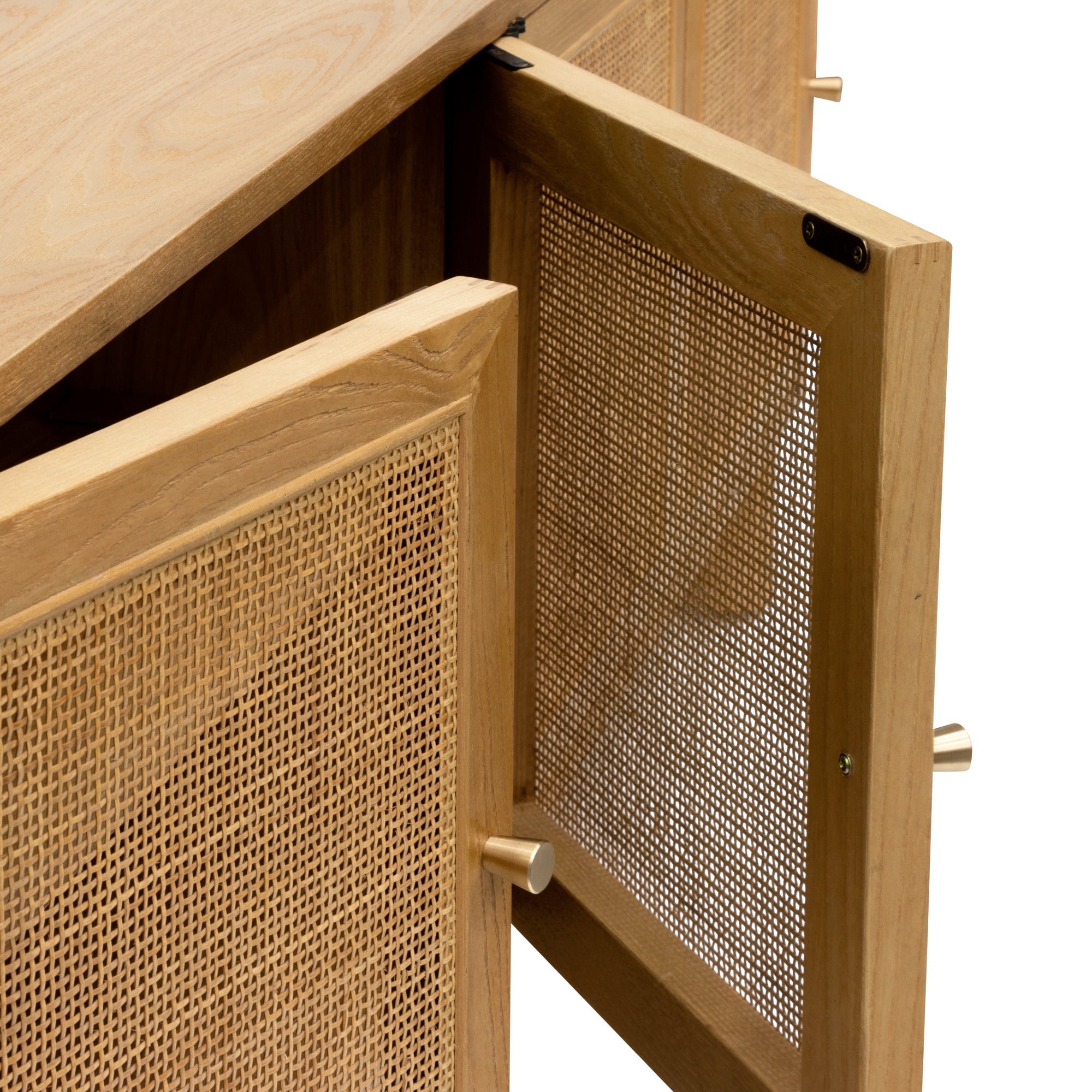 Isla Rattan Doors TV Stand - Natural Oak - TV Units