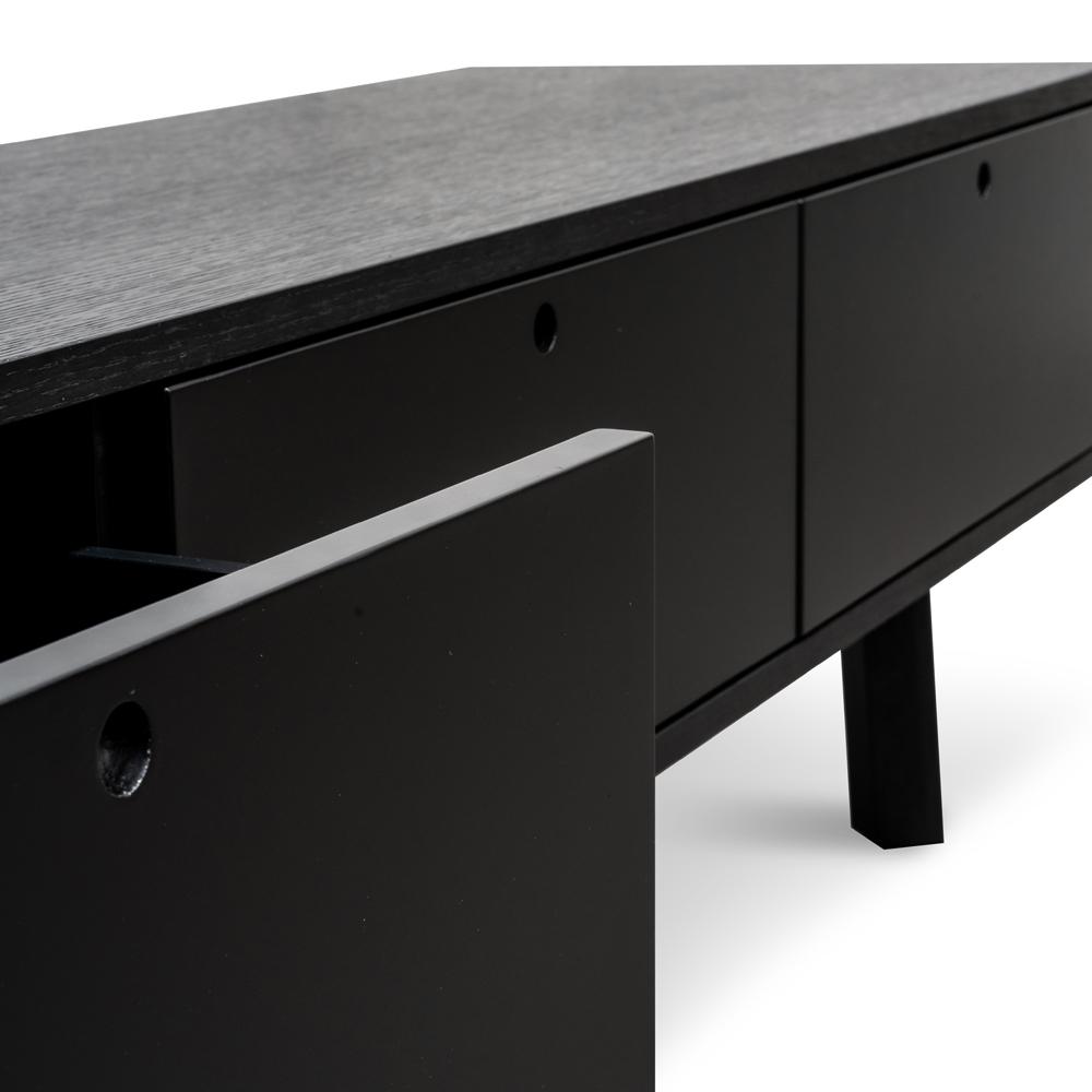 Isla Scandinavian Oak Finish TV Unit - Full Black - TV Units