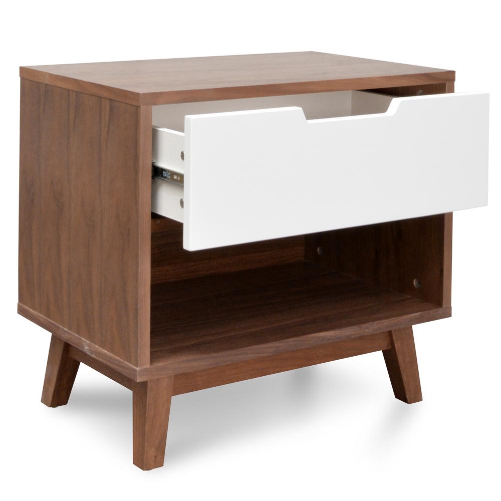 Ivy Wooden Bedside Table - Walnut - Bedside Tables