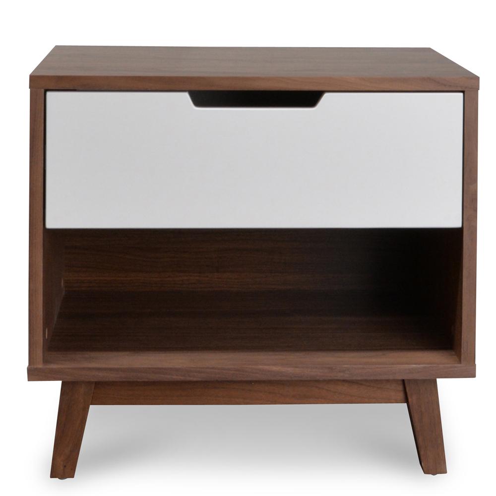 Ivy Wooden Bedside Table - Walnut - Bedside Tables