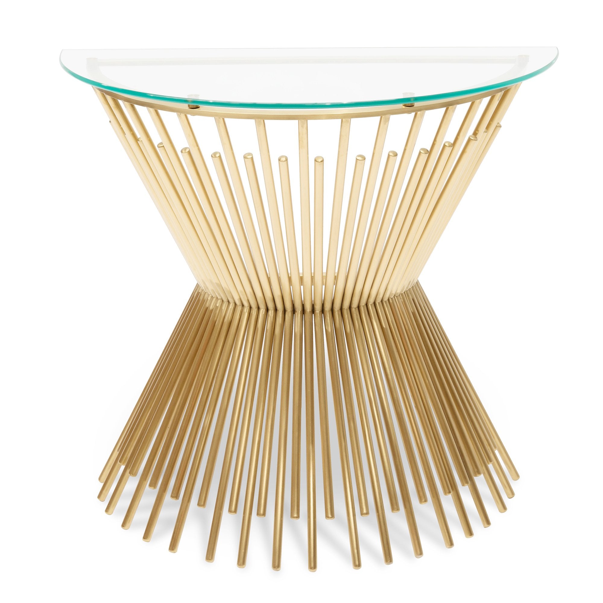 Janna Round Glass Console Table - Brushed Gold Base - Console