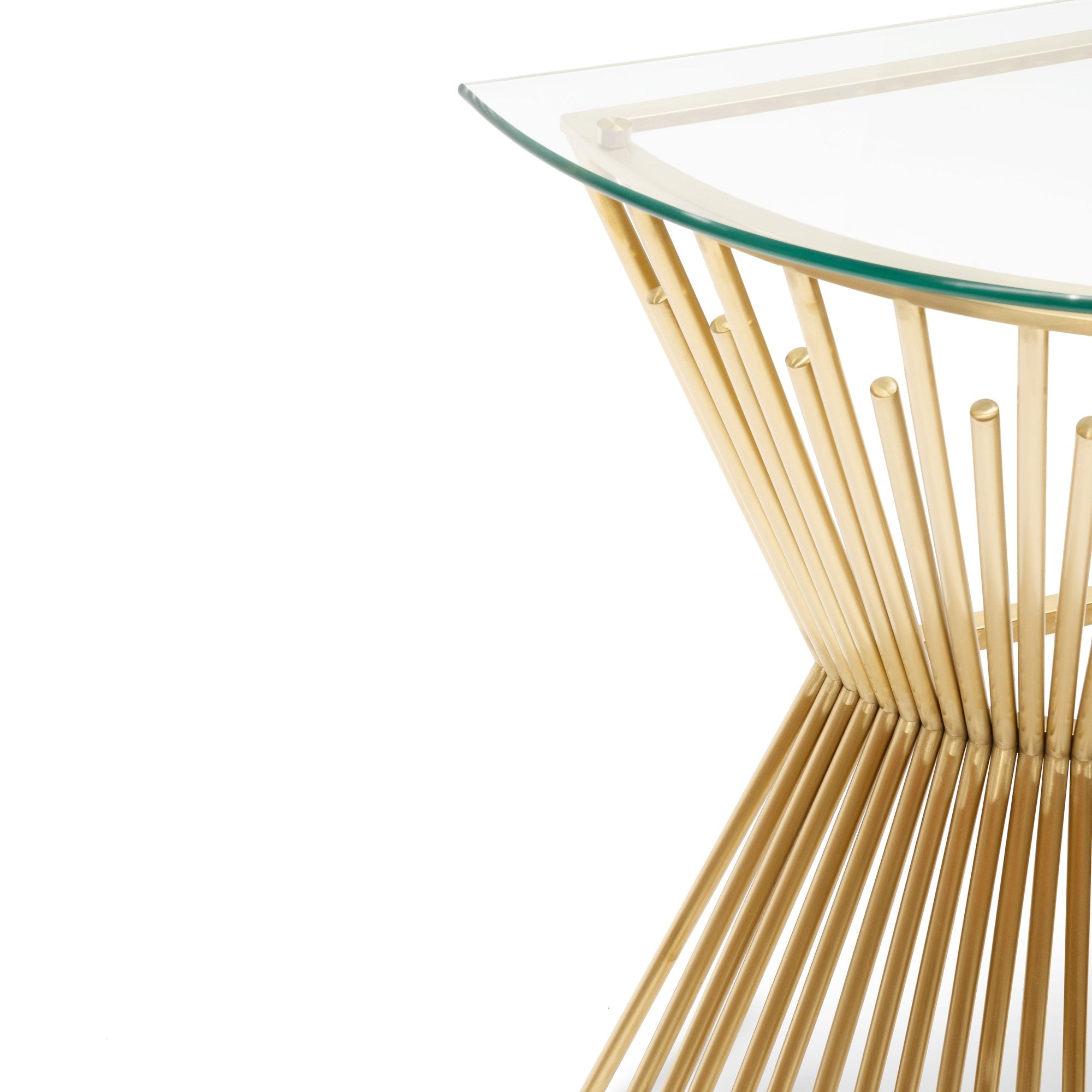 Janna Round Glass Console Table - Brushed Gold Base - Console