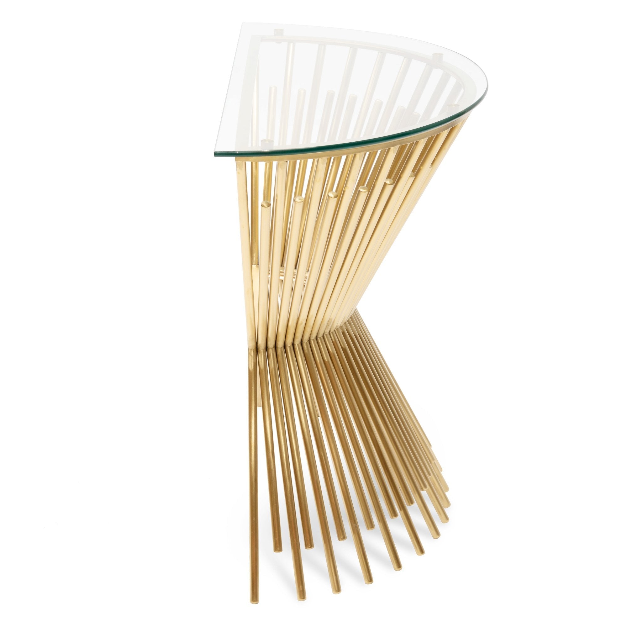 Janna Round Glass Console Table - Brushed Gold Base - Console