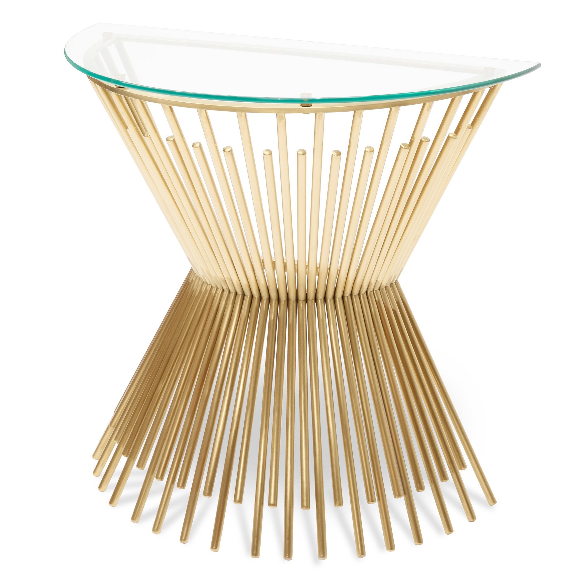 Janna Round Glass Console Table - Brushed Gold Base - Console