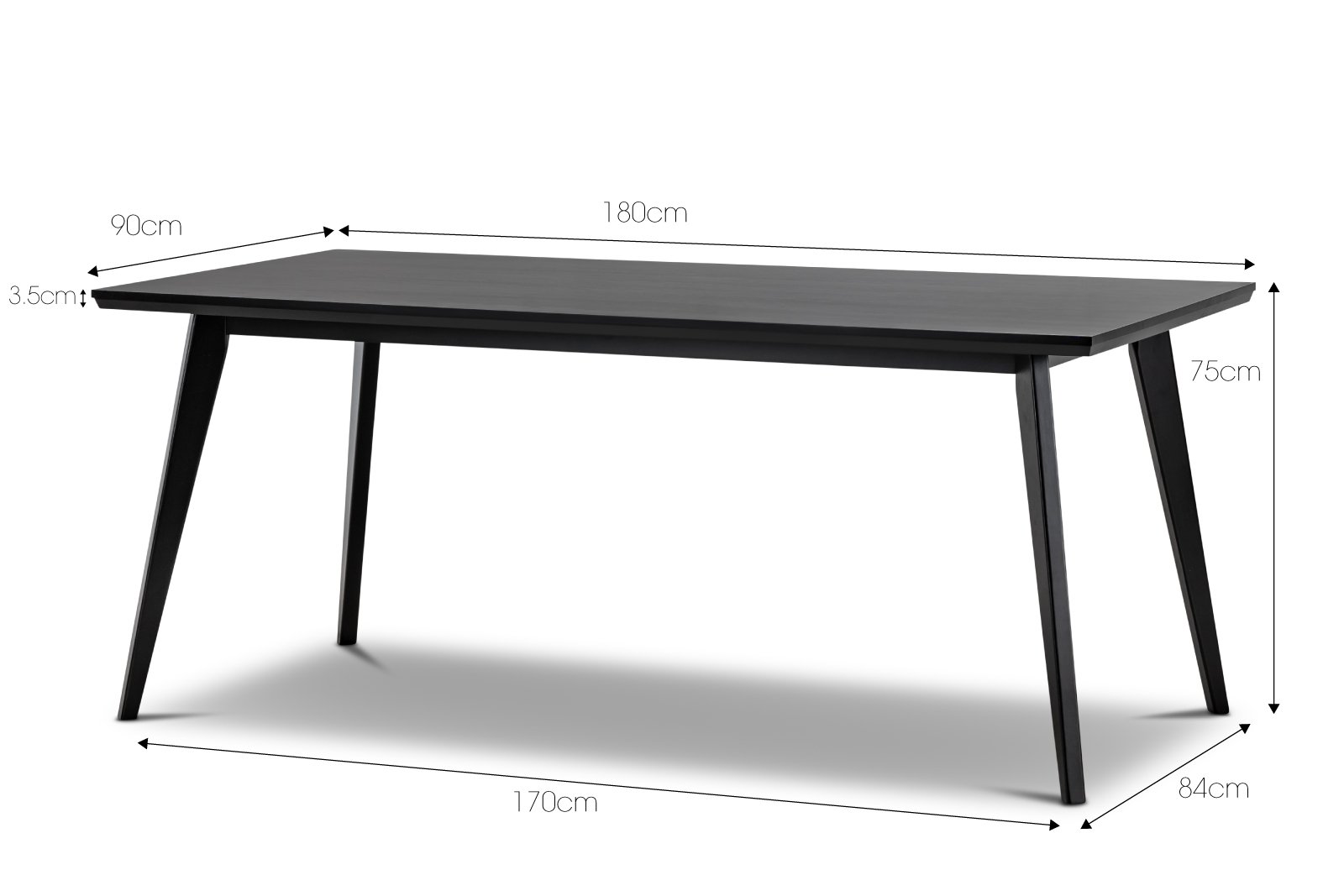 Jeff 1.8m Oak Dining Table - Black - Dining Tables