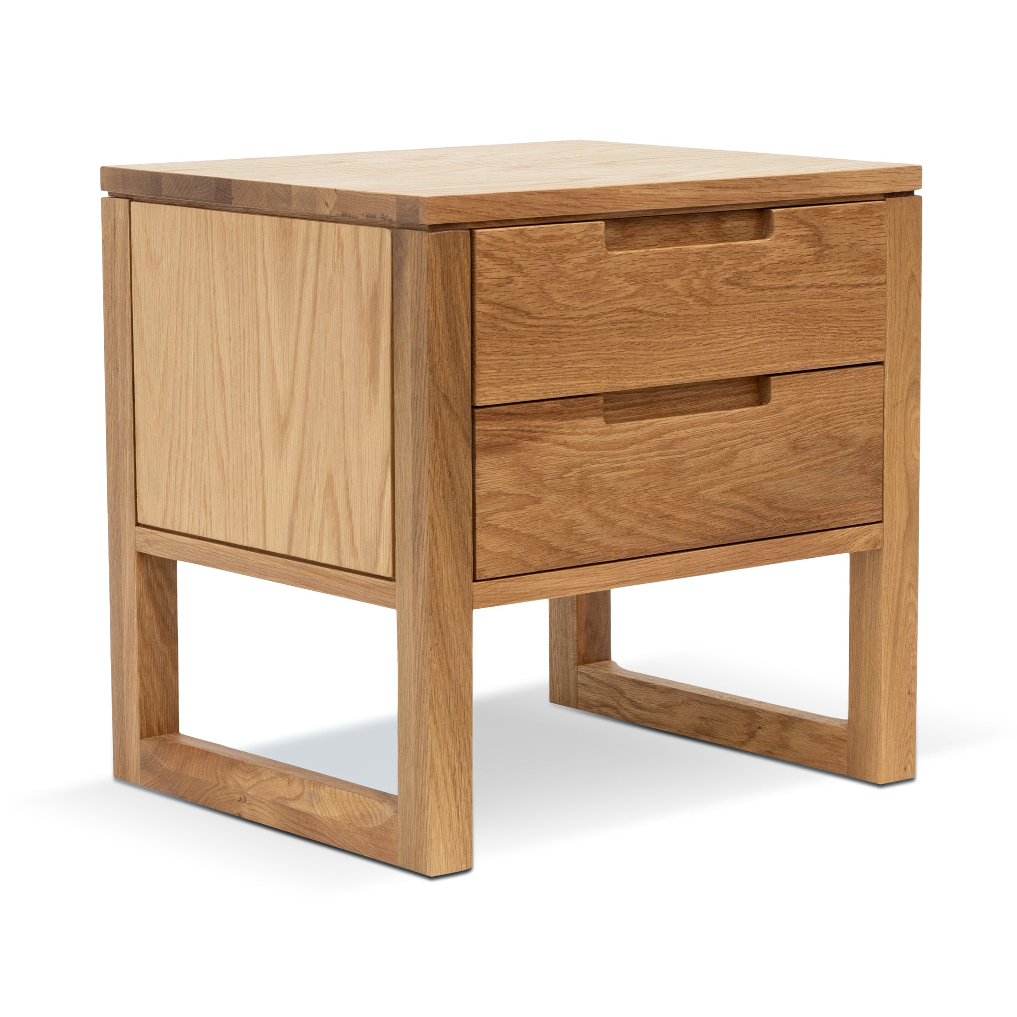 Jeffs 2 Drawer Wooden Bedside Table - Natural Oak - Bedside Tables