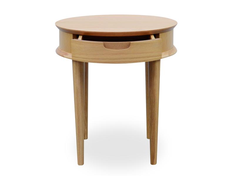 Jensen Scandinavian Oak Lamp Side Table with Drawers - Natural - Bedside Tables