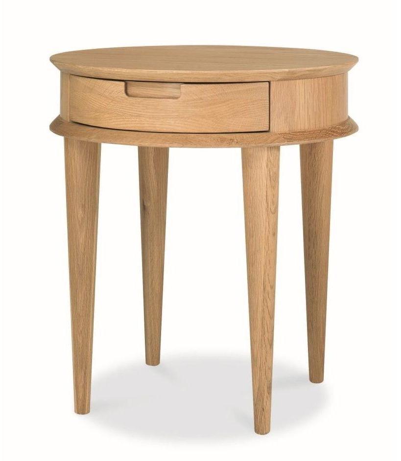 Jensen Scandinavian Oak Lamp Side Table with Drawers - Natural - Bedside Tables