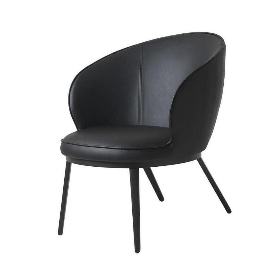 Johns Faux Leather Lounge Chair - Black - Dining Chairs