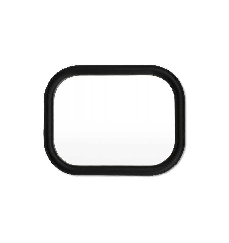 Johnson 70cm Curved Edge Rectangular Mirror - Black - Mirror