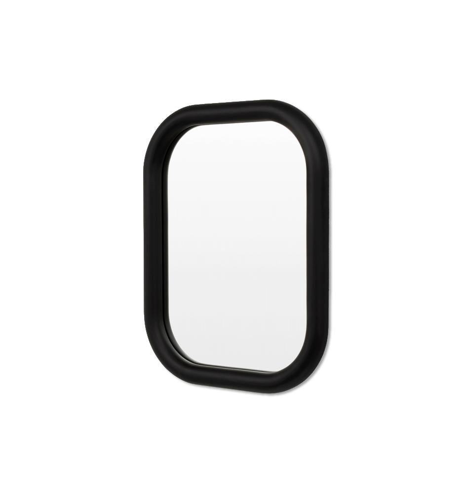 Johnson 70cm Curved Edge Rectangular Mirror - Black - Mirror