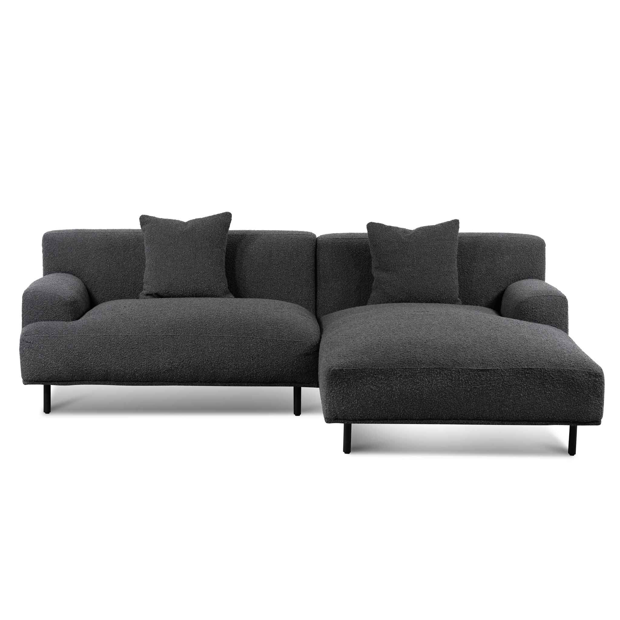 Julia Right Chaise Sofa - Charcoal Boucle - Sofas