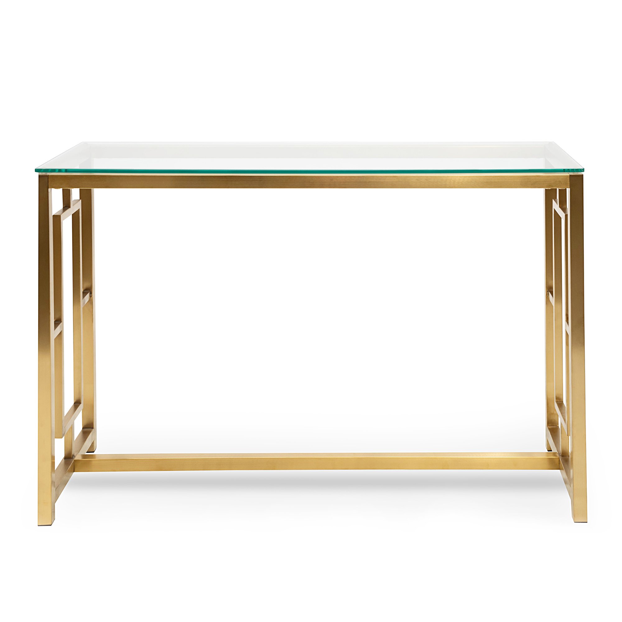 Kaito Glass Console Table - Brushed Gold Base - Console