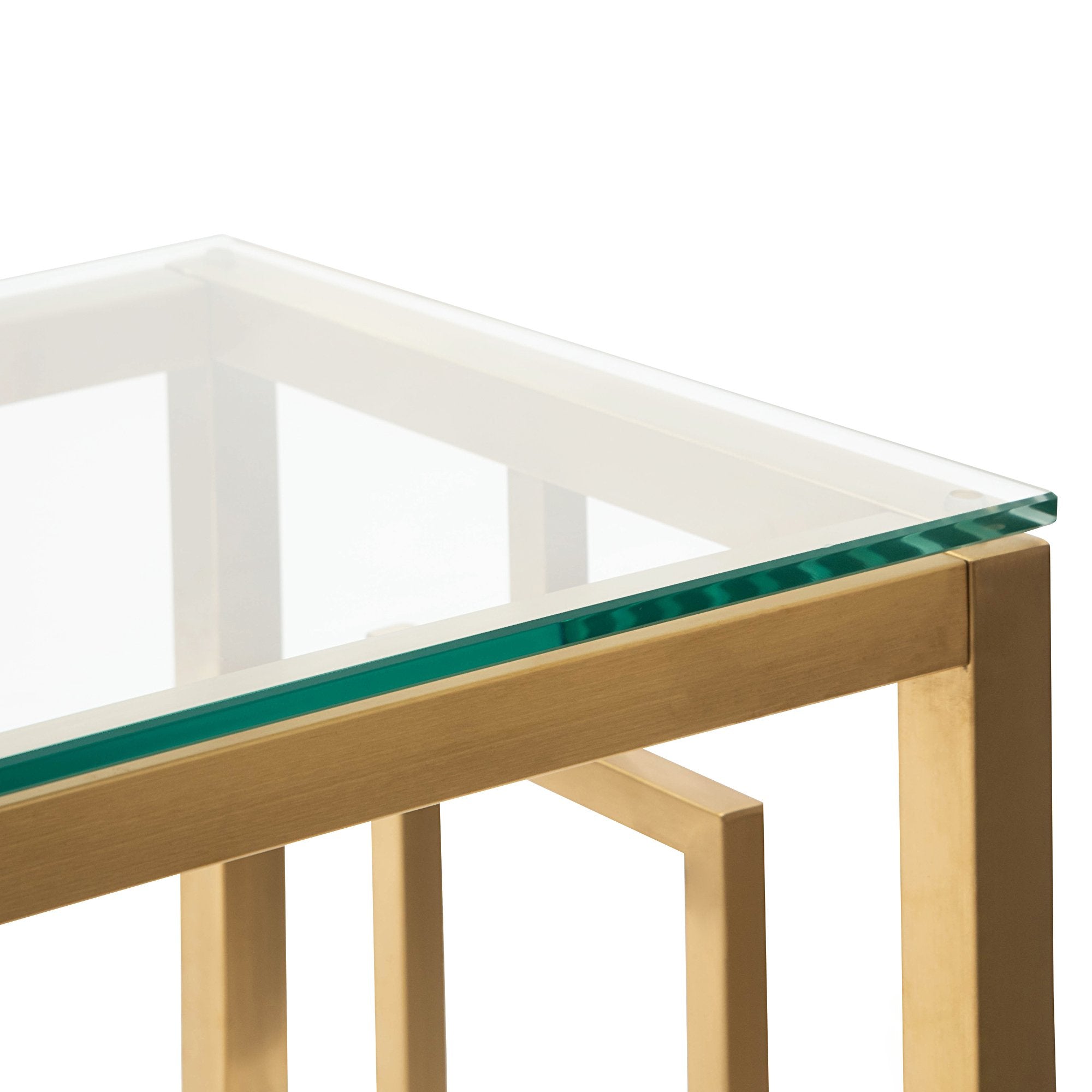 Kaito Glass Console Table - Brushed Gold Base - Console