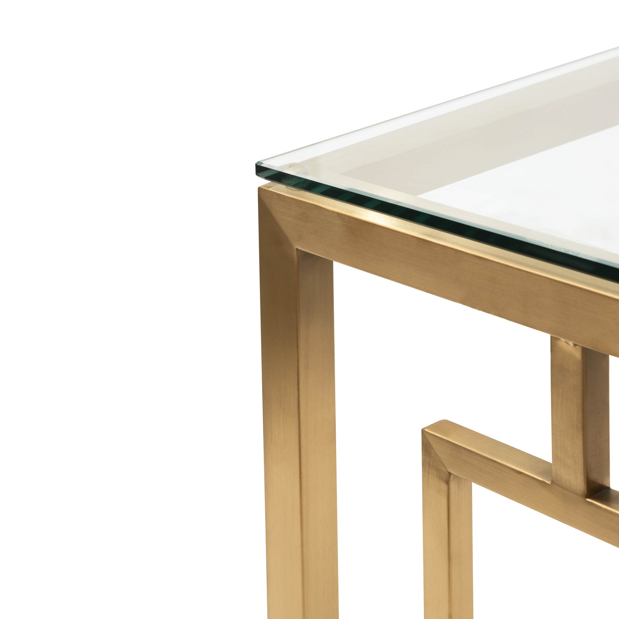 Kaito Glass Console Table - Brushed Gold Base - Console
