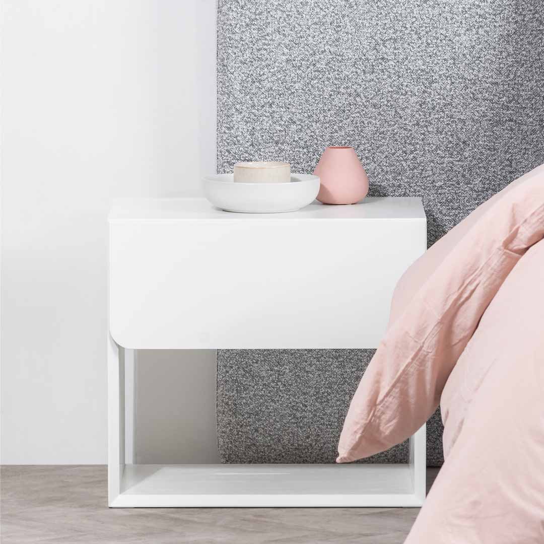 Kali Oak Bedside Table - White - Bedside Tables