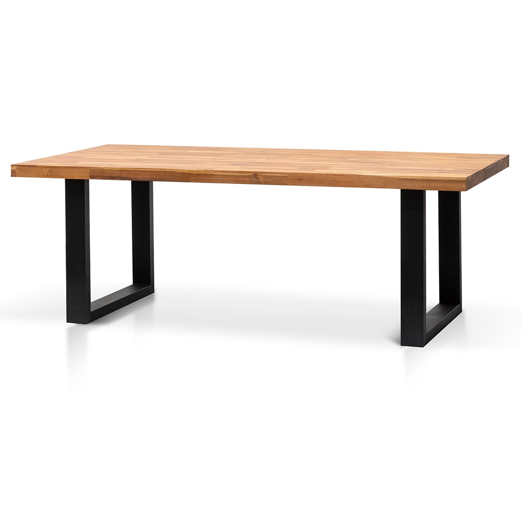 Kayla 2.1m Outdoor Dining Table - Natural with Black Leg - Dining Tables